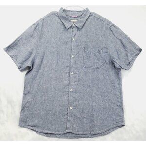 Tommy Bahama Shirt Mens 2XL Blue Relax 100% Linen Short Sleeve Classic Button-Up